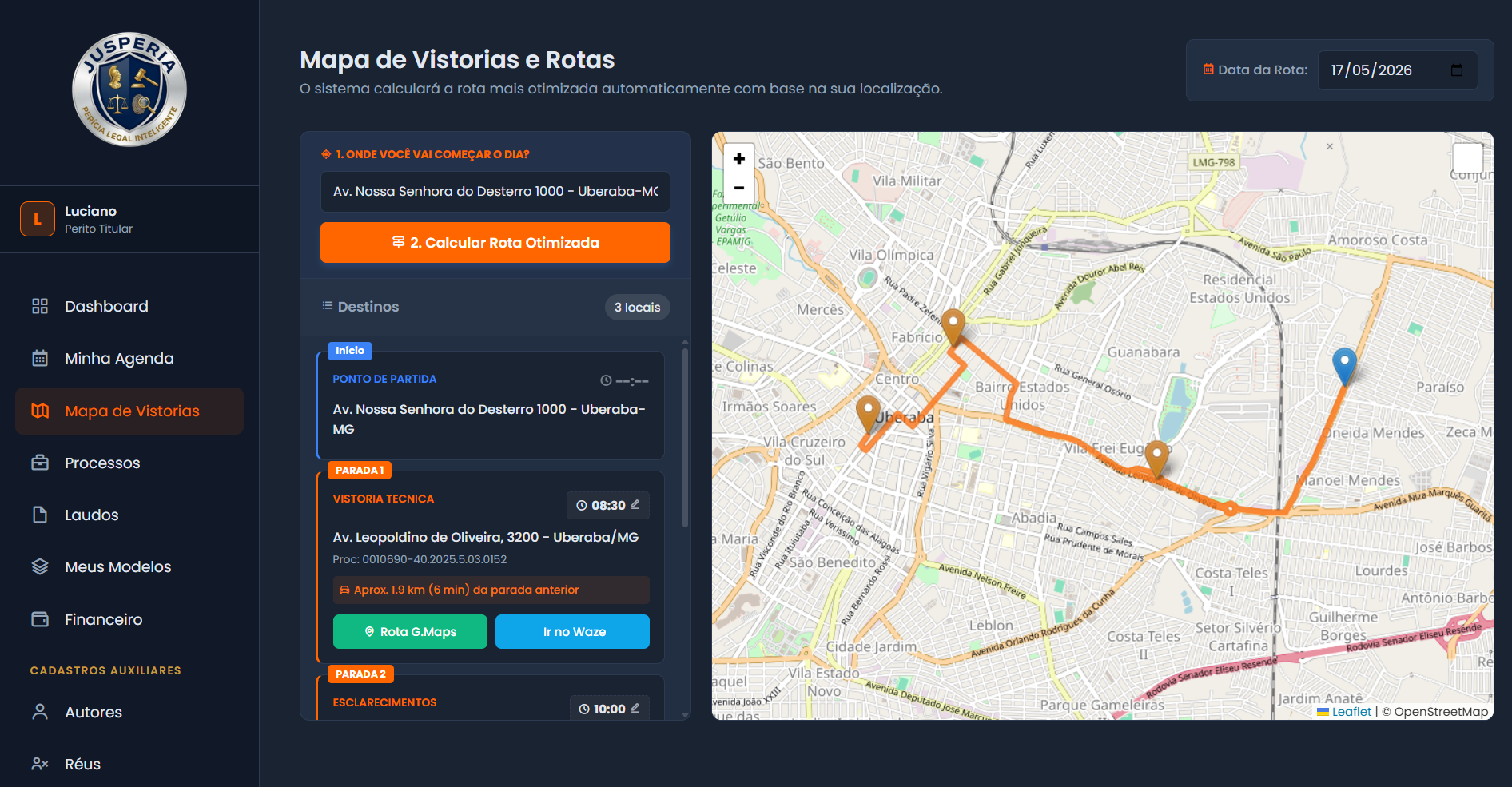 Mapa de Vistorias Jusperia